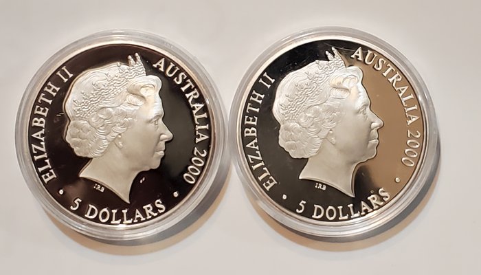 Australien. 5 Dollars 2000 Sydney Olympic Games, 2x1 Oz (.999)  (Ingen mindstepris)