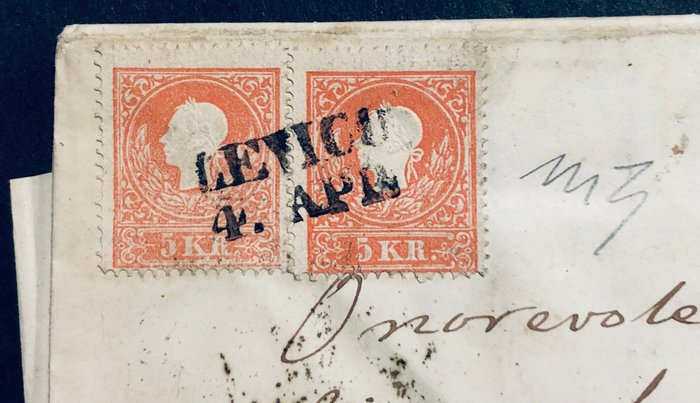 Østrig 1858/1861 - Østrig 5+5 kreuzer 1861 Levico sudtirol assata 40 Cent 2' porto Italia Milano