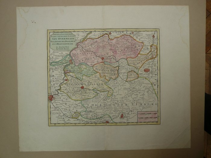 Holland - Limburg, Maastricht, Valkenburg, Heerlen, Sittard; Isaac Tirion - Nieuwe en Naaukeurige Kaart van de drie Landen van Overmaaze, Valkenburg, Daalhem en 's Hertogenrade - 1751-1760