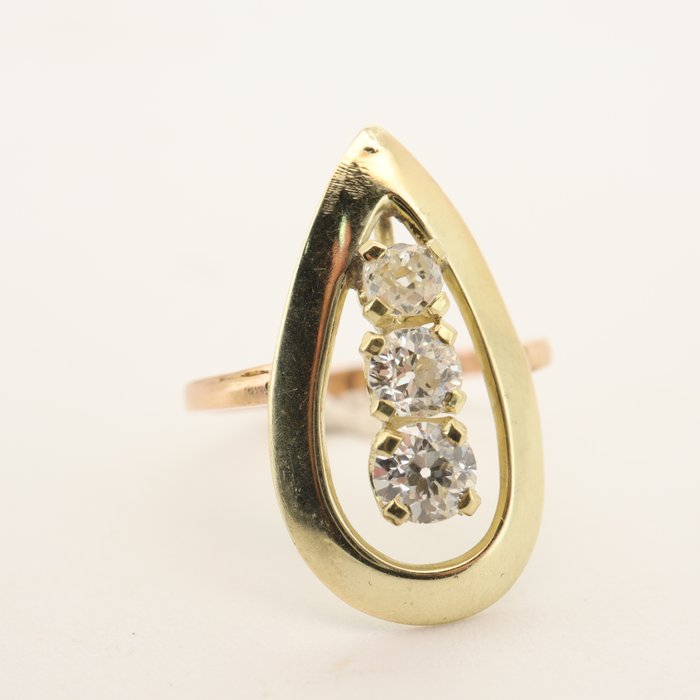 Ring - 18 kraat Gulguld Diamant (Natur)