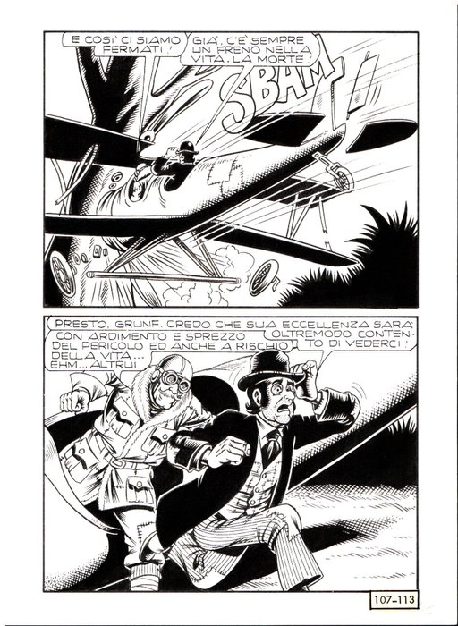 Piffarerio, Paolo - 2 Original page - Alan Ford #107 - "Safari alla rogna" - 1978