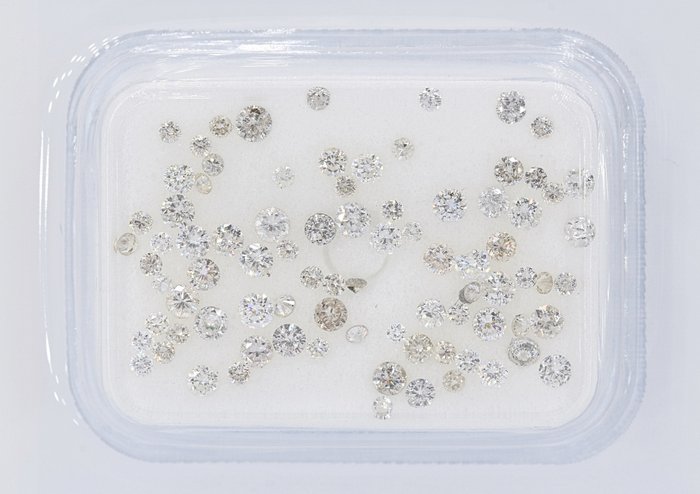 Ingen mindstepris - 40 pcs Diamant  (Natur)  - 0.88 ct - Rund - H, K - SI1, SI2 - Instituto Gemólogico Español (IGE)