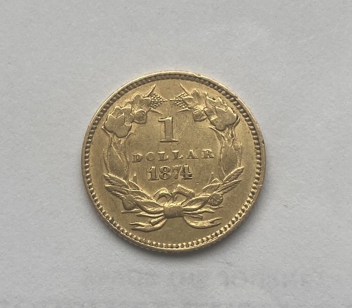 Förenta staterna. Indian Head Gold $1 - Type 3 1874