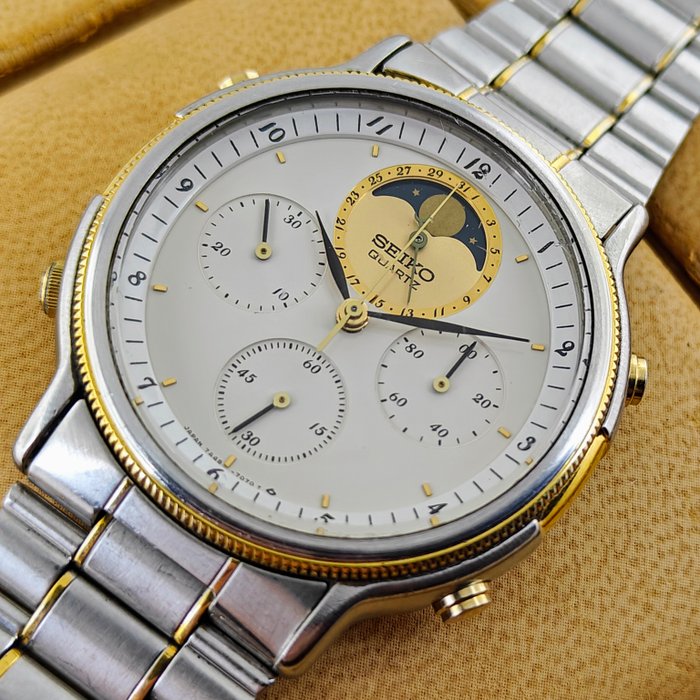 Seiko - Moonphase Chronograph - Ingen mindstepris - 7A48-7040 - Mænd - 1990-1999