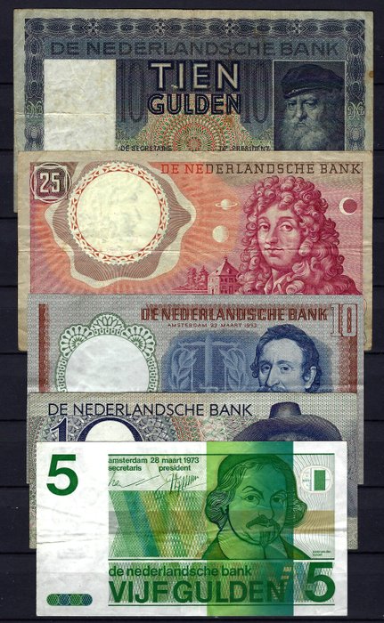 Holland. - 5 banknotes - various dates  (Ingen mindstepris)