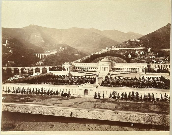 Alfredo Noack (1833 - 1896) - 2 x Panorama di Camposanto Genoa Italy - Lot of two Albumen Prints - ca 1870s