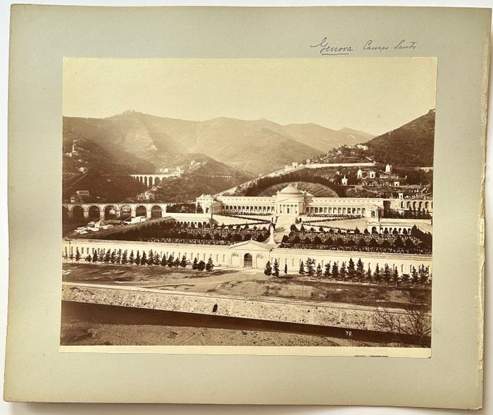 Alfredo Noack (1833 - 1896) - 2 x Panorama di Camposanto Genoa Italy - Lot of two Albumen Prints - ca 1870s