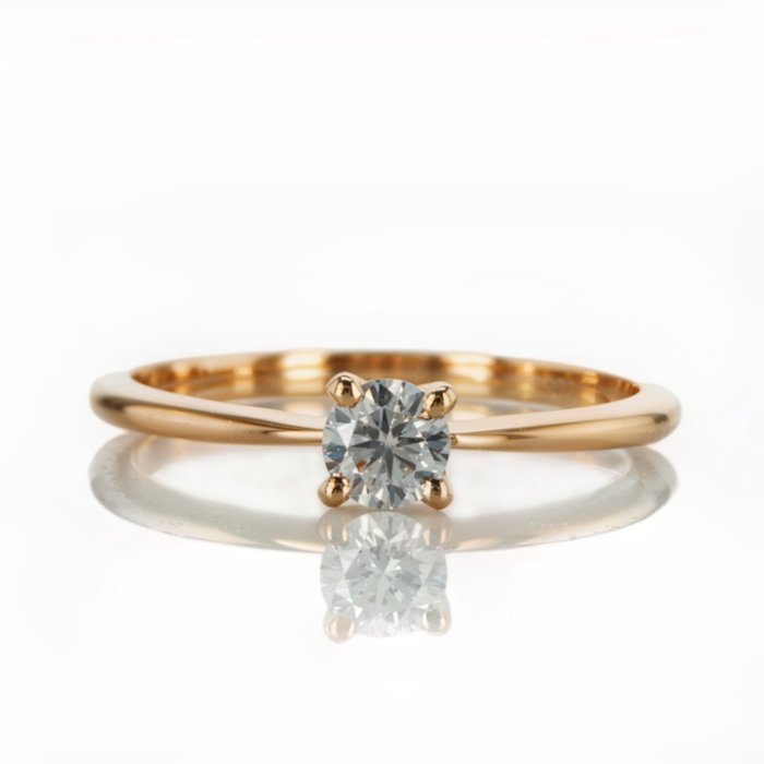 Forlovelsesring - 14 karat Rosaguld -  0.26ct. tw. Diamant (Natur)