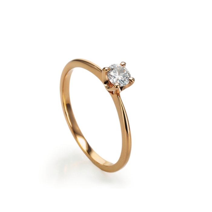 Forlovelsesring - 14 karat Rosaguld -  0.26ct. tw. Diamant (Natur)