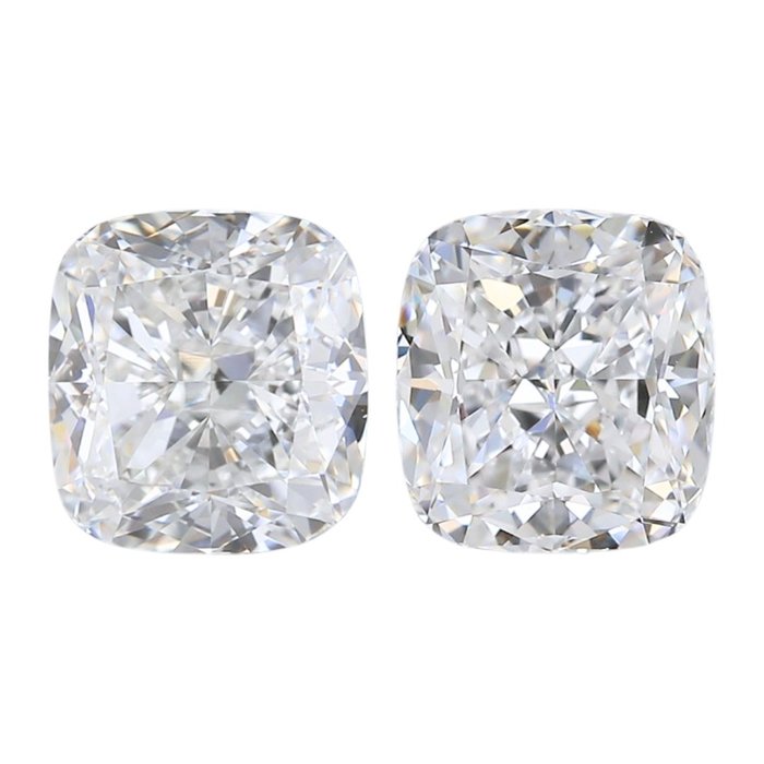 2 pcs Diamant  (Natur)  - 2.13 ct - Pude - D (farveløs) - VVS1 - Gemological Institute of America (GIA) - ideelle par