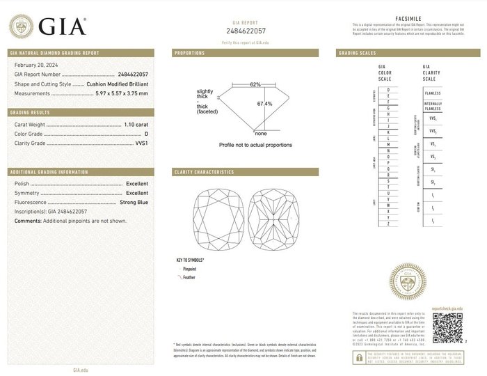 2 pcs Diamant  (Natur)  - 2.13 ct - Pude - D (farveløs) - VVS1 - Gemological Institute of America (GIA) - ideelle par