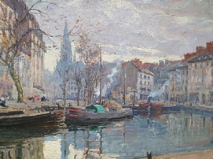 Ernest Jean Chevalier (1867-1917) - Vue de Nantes -bras de l'Erdre