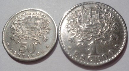 Portugal. Republic. 50 Centavos + 1 Escudo 1935 (2 moedas)