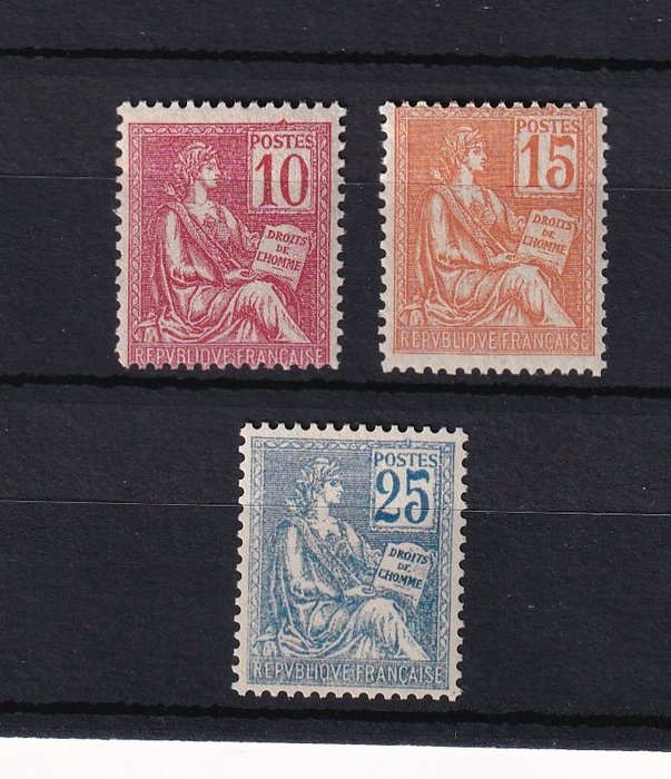 Frankrig 1900 - Type II, komplet mundstykke - Yvert n°116/118