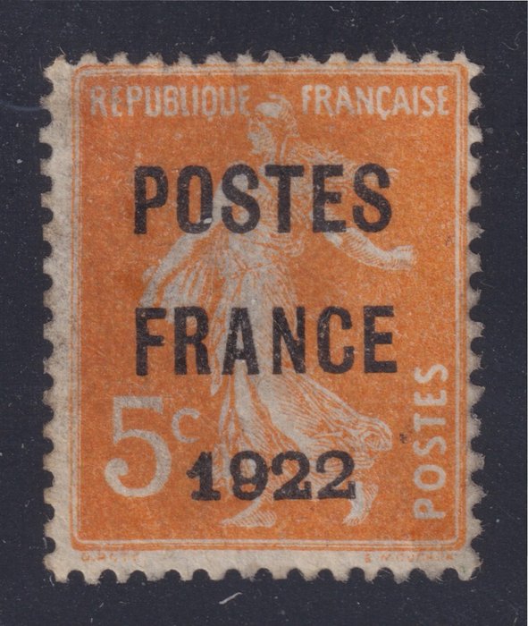 Frankrig 1922 - Pre-annulleret “Poste France 1922” nr 36 brugt signeret kalve tyggegummi reddet - Yvert