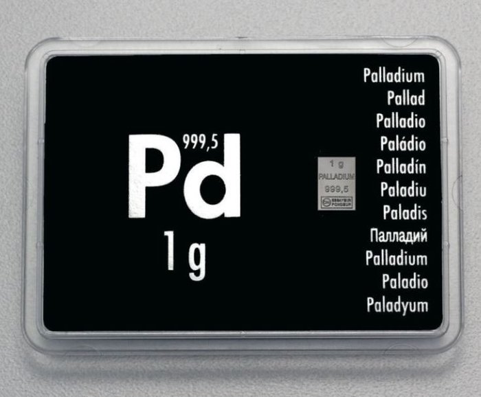 1 gram - Palladium - Valcambi - i en international blister  (Ingen mindstepris)