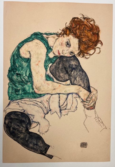 Egon Schiele (1890-1918), (after) - Sitzende Frau mit hochgezogenem Knie (1917)