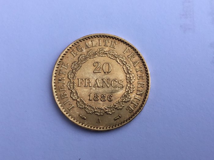 Frankrig. Third Republic (1870-1940). 20 Francs 1886-A Génie