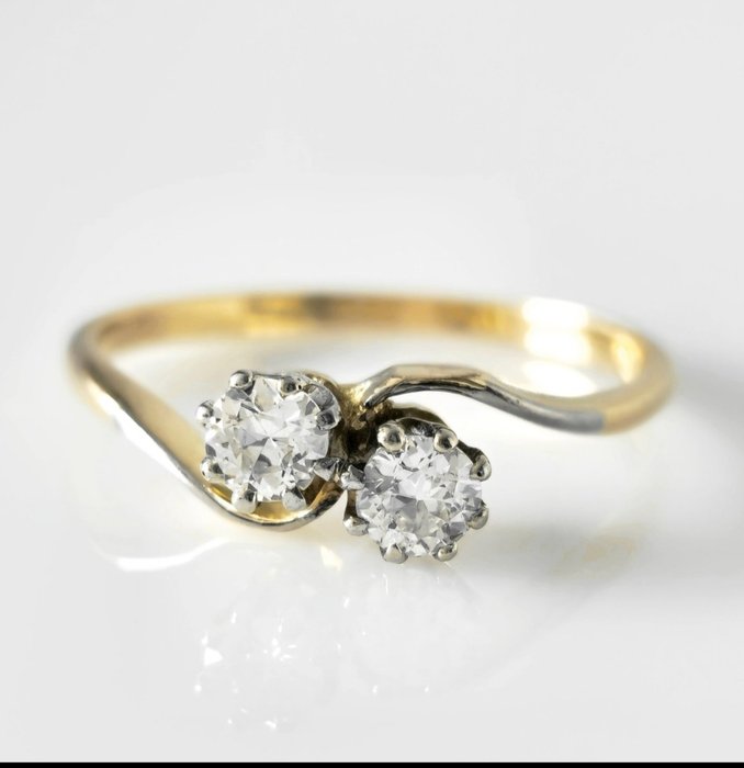 Forlovelsesring - 18 kraat Hvidguld -  0.40ct. tw. Diamant (Natur)  - Toi og Moi