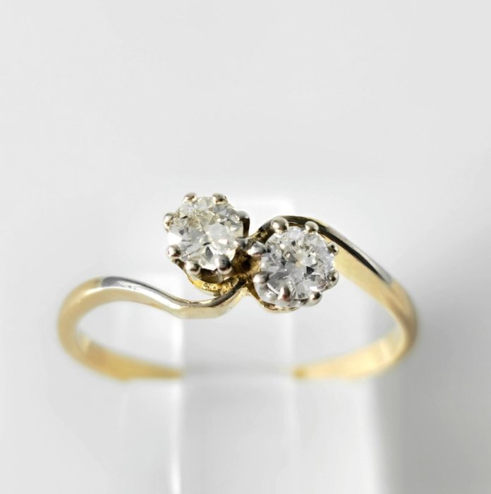 Forlovelsesring - 18 kraat Hvidguld -  0.40ct. tw. Diamant (Natur)  - Toi og Moi