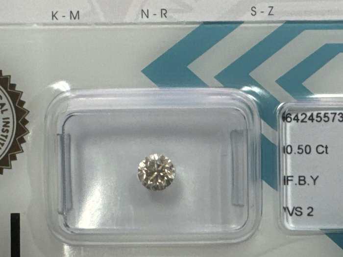 Ingen mindstepris - 1 pcs Diamant  (Naturfarvet)  - 0.50 ct - Rund - Fancy Brunlig Gul - VS2 - International Gemological Institute (IGI)