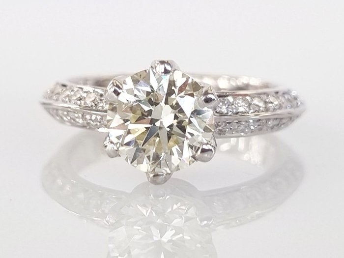 Forlovelsesring - 18 kraat Hvidguld -  1.75ct. tw. Diamant (Natur)