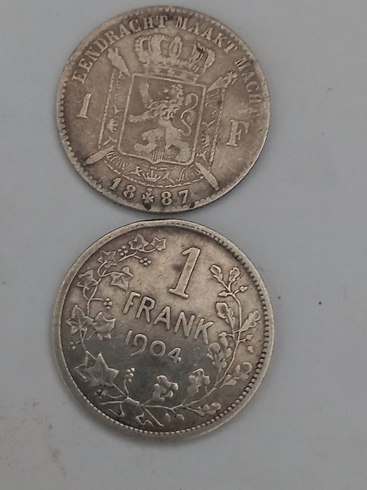 Belgien 1 Franc 1887/1904 (2 stuks)  (Ingen mindstepris)