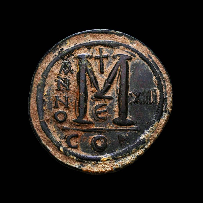 Byzantinske rige. Justinian I (AD 527-565). AE Follis  (Ingen mindstepris)