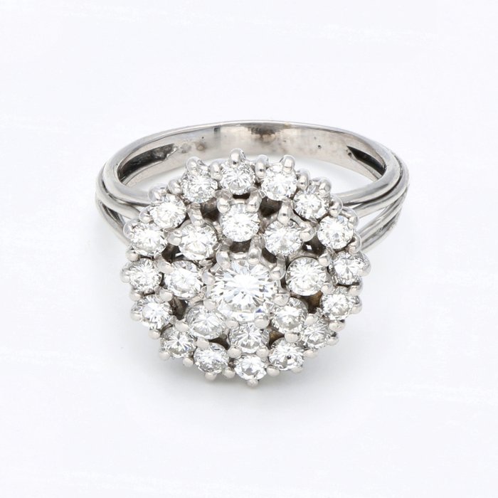 Ring - 18 kraat Hvidguld -  085ct tw Diamant (Natur)