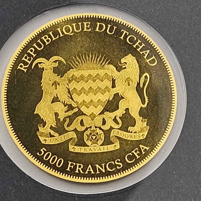 Tchad. 5000 Francs 2019 springbok, 1/200 Oz (.999)  (Ingen mindstepris)