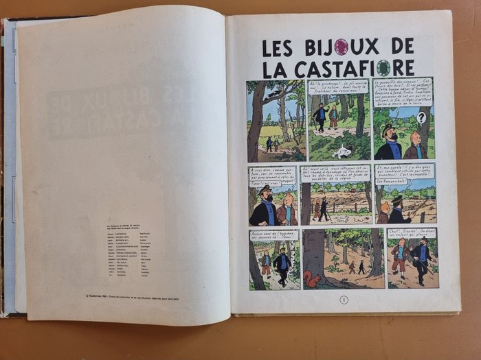 Tintin T21 - Les bijoux de la Castafiore (B34) + dédicace manuscrite - C - 1 Album - Første udgave - 1963