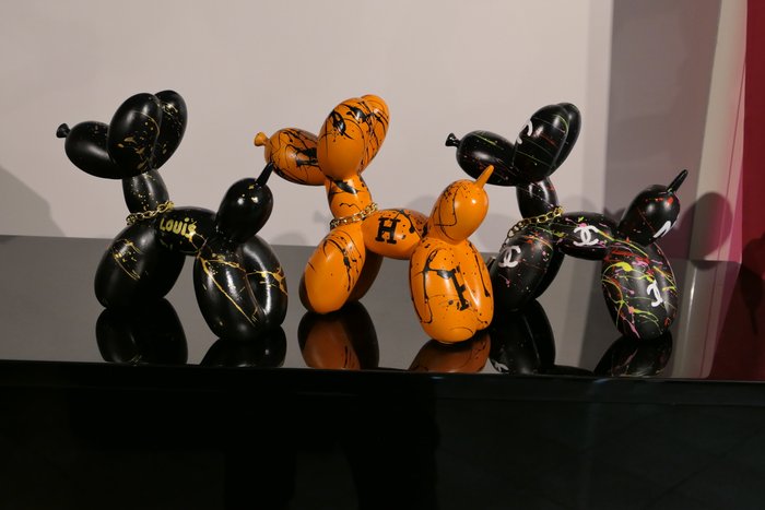 Rich'ART - Lot de 3 "Balloon Dog" version Chanel / Hermès / Louis Vuitton - Edition limitée