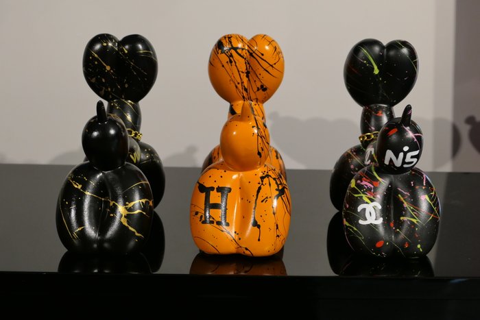 Rich'ART - Lot de 3 "Balloon Dog" version Chanel / Hermès / Louis Vuitton - Edition limitée