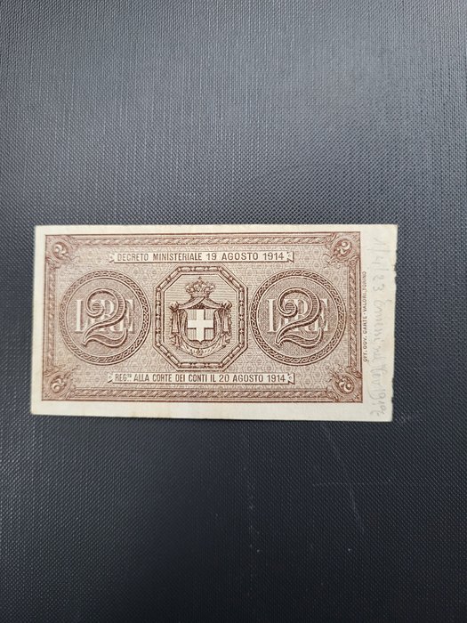 Italien. - 2 + 10 Lire 1914 - R3 - Gigante BS 7B, BI 17B  (Ingen mindstepris)