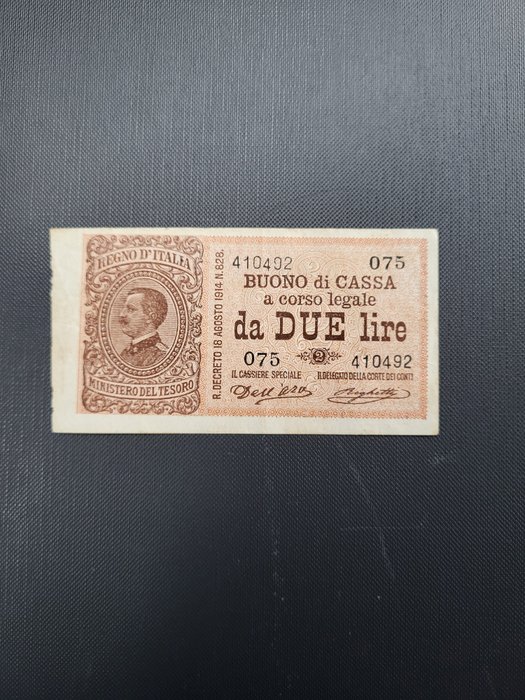 Italien. - 2 + 10 Lire 1914 - R3 - Gigante BS 7B, BI 17B  (Ingen mindstepris)