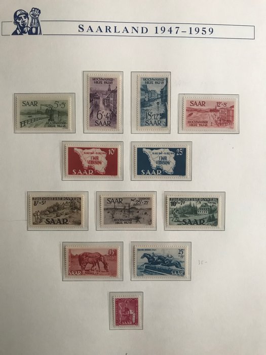 Saarland 1947/1959 - Bortset fra blokkene, komplet **/MNH samling og stemplet samling