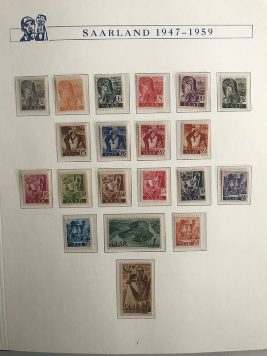 Saarland 1947/1959 - Bortset fra blokkene, komplet **/MNH samling og stemplet samling