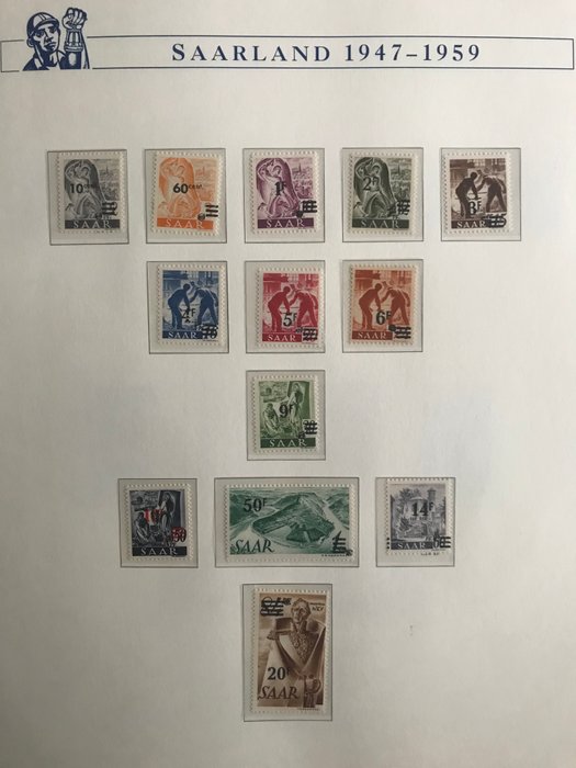 Saarland 1947/1959 - Bortset fra blokkene, komplet **/MNH samling og stemplet samling