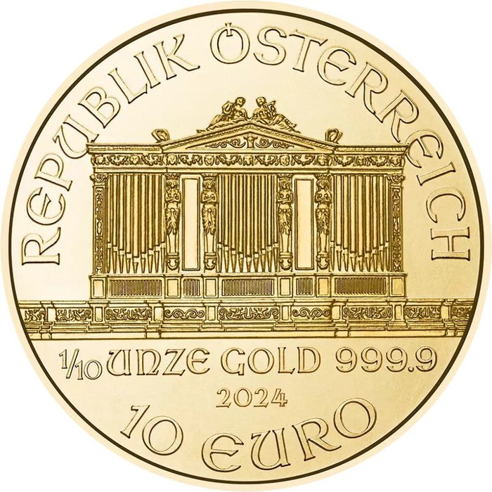 1/10 Ounce - Guld 999 - 2024 - Vienna Philharmonic fine gold - 999%