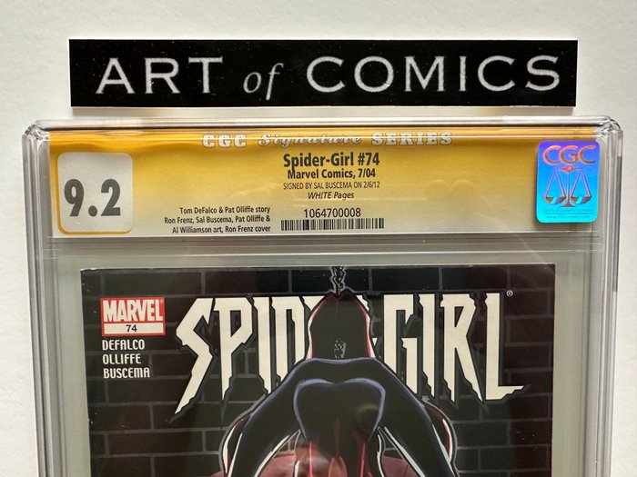 Spider-Girl #74 - Signed By Sal Buscema - Signature Series Graded CGC 92!!! - Very High Grade! - White Pages! - 1 Signed graded comic - Første udgave - 2004