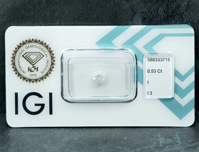 1 pcs Diamant  (Natur)  - 0.53 ct - I - I3 - International Gemological Institute (IGI)