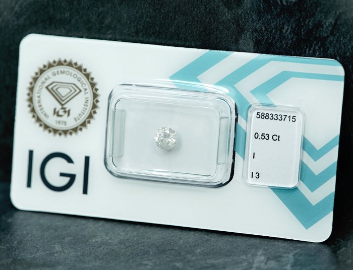 1 pcs Diamant  (Natur)  - 0.53 ct - I - I3 - International Gemological Institute (IGI)