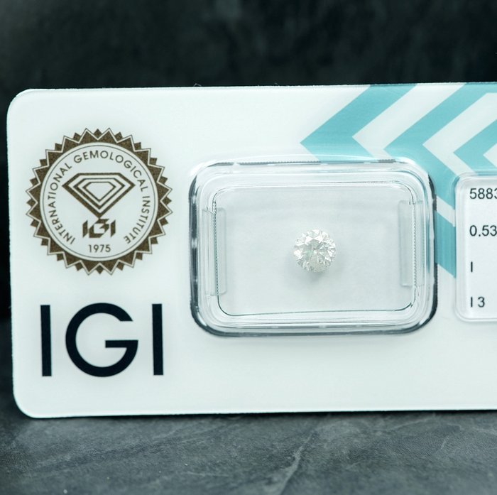 1 pcs Diamant  (Natur)  - 0.53 ct - I - I3 - International Gemological Institute (IGI)