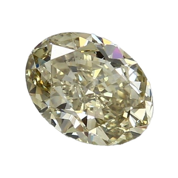 1 pcs Diamant  (Naturfarvet)  - 1.52 ct - Oval - Fancy Brunlig, Grønlig Gul - SI1 - Gemological Institute of America (GIA)