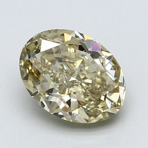 1 pcs Diamant  (Naturfarvet)  - 1.52 ct - Oval - Fancy Brunlig, Grønlig Gul - SI1 - Gemological Institute of America (GIA)