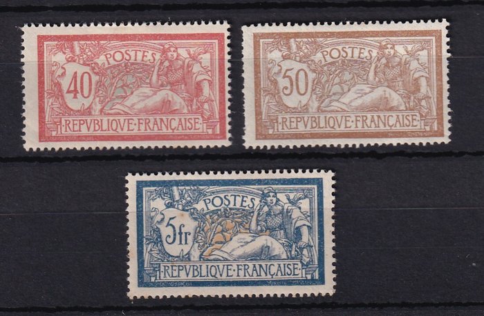 Frankrig 1900 - Merson type - Yvert n°119, 120 et 123