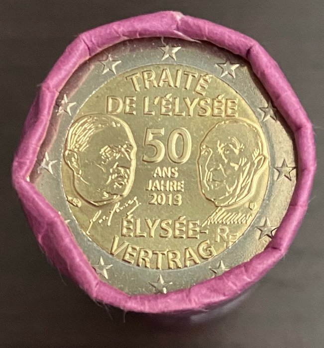 Frankrig 2 Euro 2013 "Traité de l'Elysée" (25 pieces) in roll  (Ingen mindstepris)