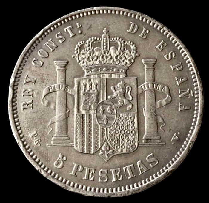 Spanien. Alfonso XIII (1886-1931). 5 Pesetas - 1894 *18*XX PGV - (R643)  (Ingen mindstepris)