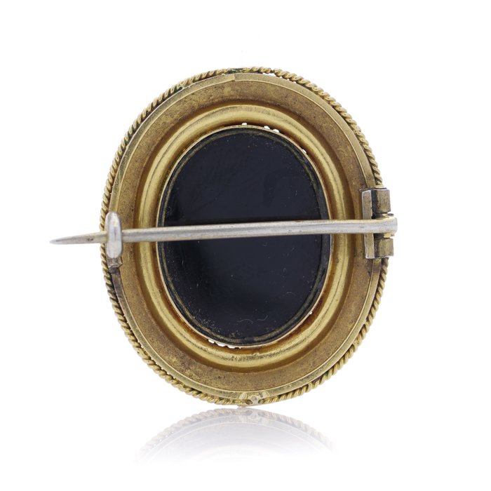 Broche Victoriansk 21kt. guld onyx cameo