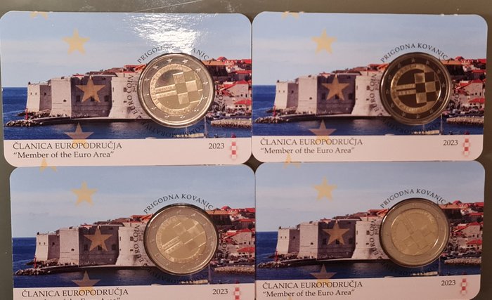 Kroatien 2 Euro 2023 "Member of the Euro Area" (4 coincards)  (Ingen mindstepris)